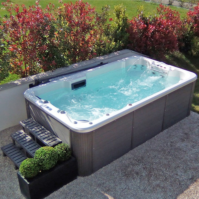 4 Meter Acrylic White Endless Swimming Spa Pool Combo Hot Tub Dengan 6 Kursi