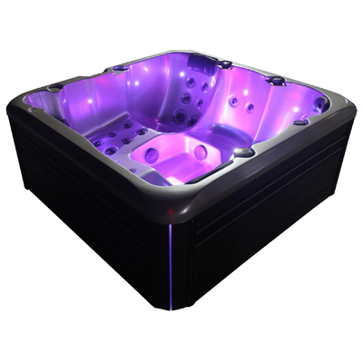 Acrylic Outdoor Hot Tub Whirlpool Bathtub Pijat Dengan Air Terjun Cascading Dan Lampu Berwarna-warni