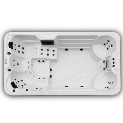 4 Meter Acrylic White Endless Swimming Spa Pool Combo Hot Tub Dengan 6 Kursi