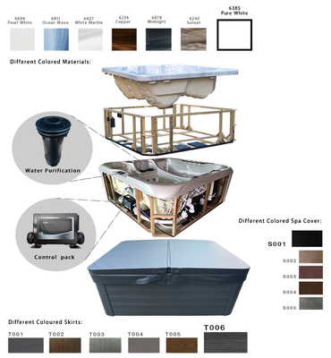 E-174S Anti Slip 850L 5 Orang Hot Tub Sistem Aliran Masuk Dan Keluar Otomatis