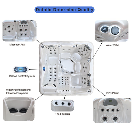 White Marble 1300L Outdoor Spa Hot Tub Acrylic Spa Bathtubs Whirlpool Balboa Sistem