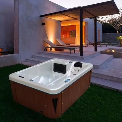 Garden Hot Tubs With 2 Lounges For Family Outdoor Massage Spa Pools Bak Mandi Bebas Dengan Lampu Led