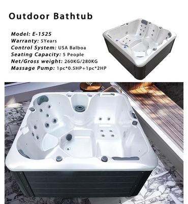 Bak air panas luar mewah untuk 5 orang dengan Whirlpool Pijat Bak mandi akrilik dengan speaker Bluetooth