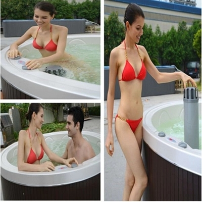 Standing 5-6 Orang Hydrotherapy Soaking Hot Tub 2-Level Langkah