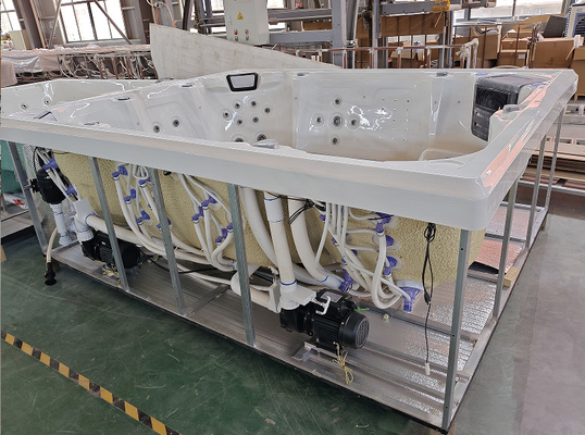 8-Person 600-Gallon Kapasitas persegi panjang Acrylic Hot Tub dengan 73 Jet dan 16 Air Jets