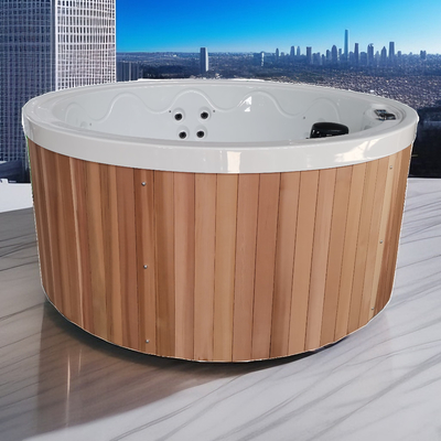 Red Cedar Wood Sauna Hot Tub Whirlpool Pijat Spa Luar Ruang Mandi Bulat