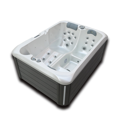 Modern 3 Orang Akrilik Whirlpools Spa Bak Mandi Air Panas Luar Ruangan Dengan Lampu LED