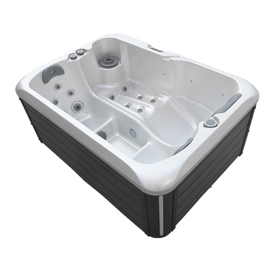 Modern 3 Orang Akrilik Whirlpools Spa Bak Mandi Air Panas Luar Ruangan Dengan Lampu LED