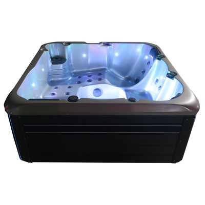 Acrylic Outdoor Hot Tub Whirlpool Bathtub Pijat Dengan Air Terjun Cascading Dan Lampu Berwarna-warni