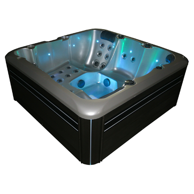 Acrylic Outdoor Hot Tub Whirlpool Bathtub Pijat Dengan Air Terjun Cascading Dan Lampu Berwarna-warni