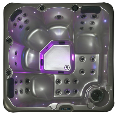 Acrylic Outdoor Hot Tub Whirlpool Bathtub Pijat Dengan Air Terjun Cascading Dan Lampu Berwarna-warni