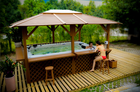 Mewah 10 Orang Kolam Renang Akrilik Kolam Renang Spa Kolam Air Panas Dengan LED
