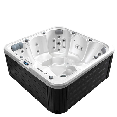 Ukuran Besar 6 Orang Spa Bathtub Outdoor Hot Tub Dengan Rok Hitam Di Sekitarnya