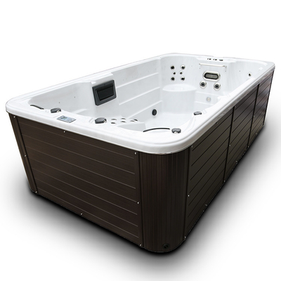 4 Meter Acrylic White Endless Swimming Spa Pool Combo Hot Tub Dengan 6 Kursi