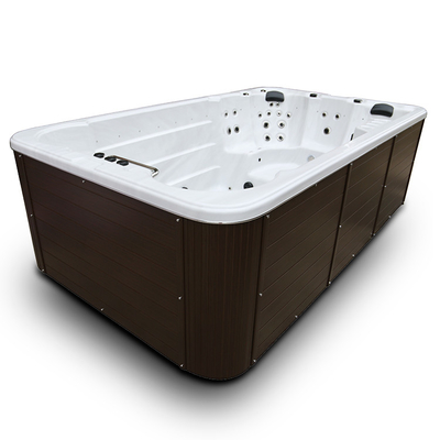 4 Meter Acrylic White Endless Swimming Spa Pool Combo Hot Tub Dengan 6 Kursi