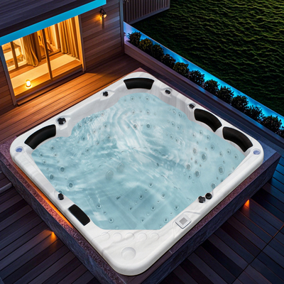 Hidroterapi Luar Ruang Spa Kolam renang Air Jets Pijat Whirlpool Hot Tub Dengan Lampu Led